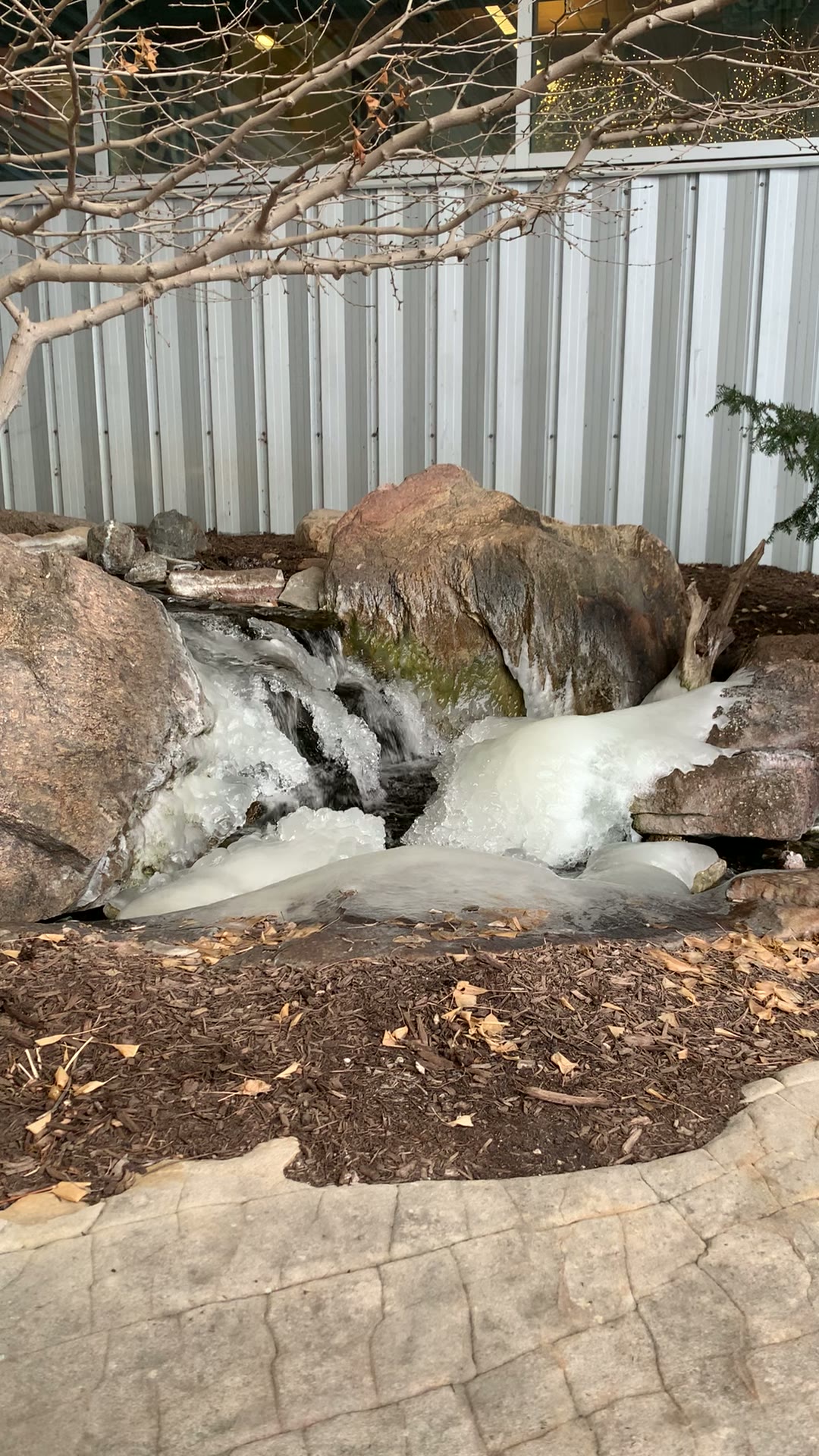 Natural stone waterfall construction