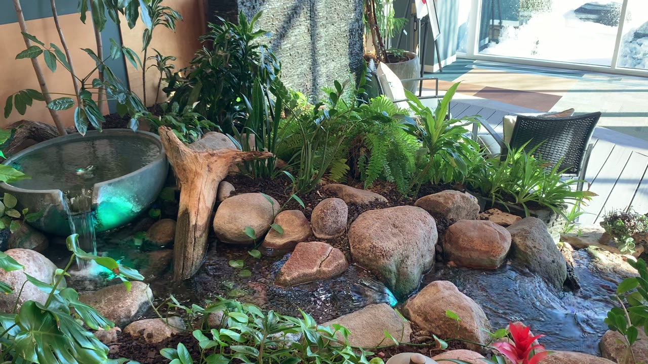 Planted stream and waterfall
