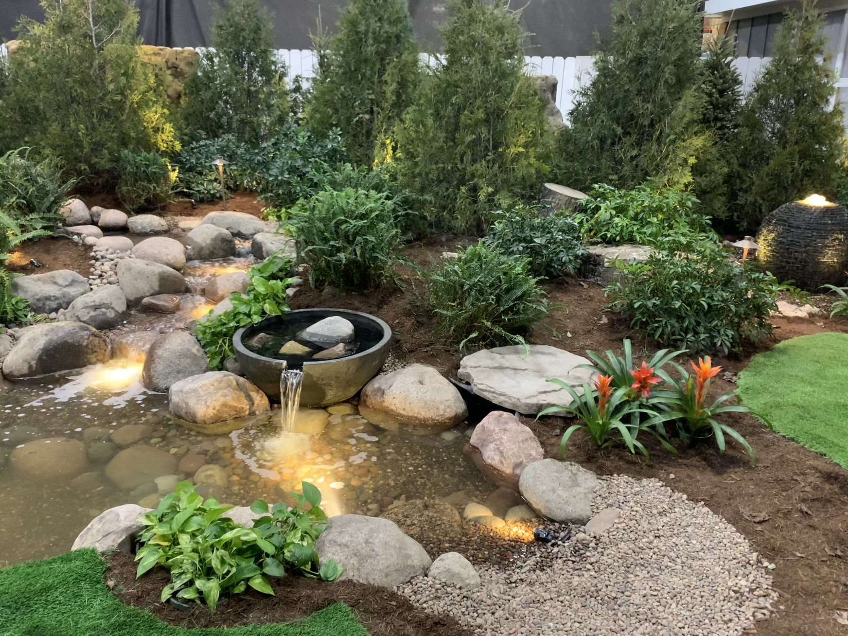 Landscape pond and fountain