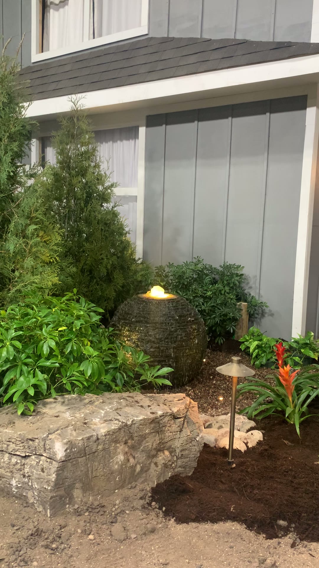 Boulder fountain installation