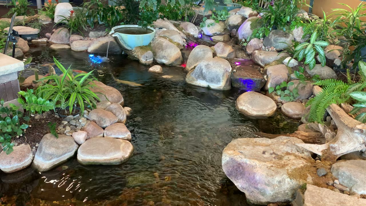 Stone-lined indoor stream